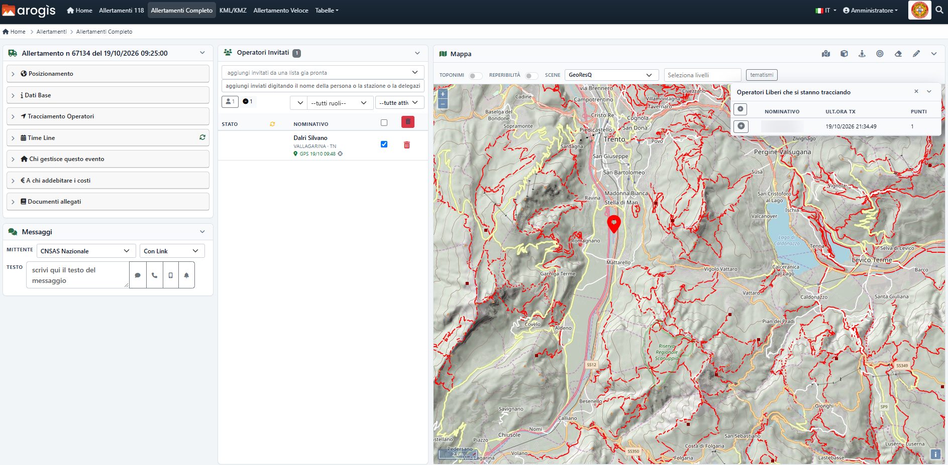 AROGIS – allertamento e tracciamento squadre sulla mappa